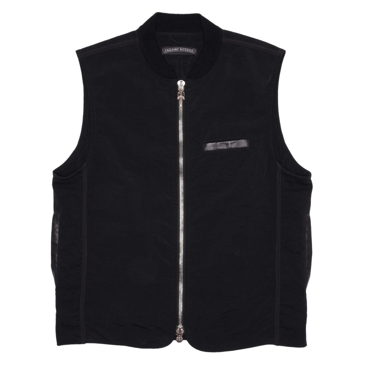 Chrome Hearts 'Leather Cross Spine Patches' Black Papa Zip Up Vest