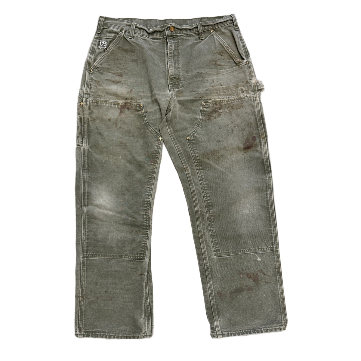Carhartt 'Olive' Painted & Distressed Carpenter Pants
