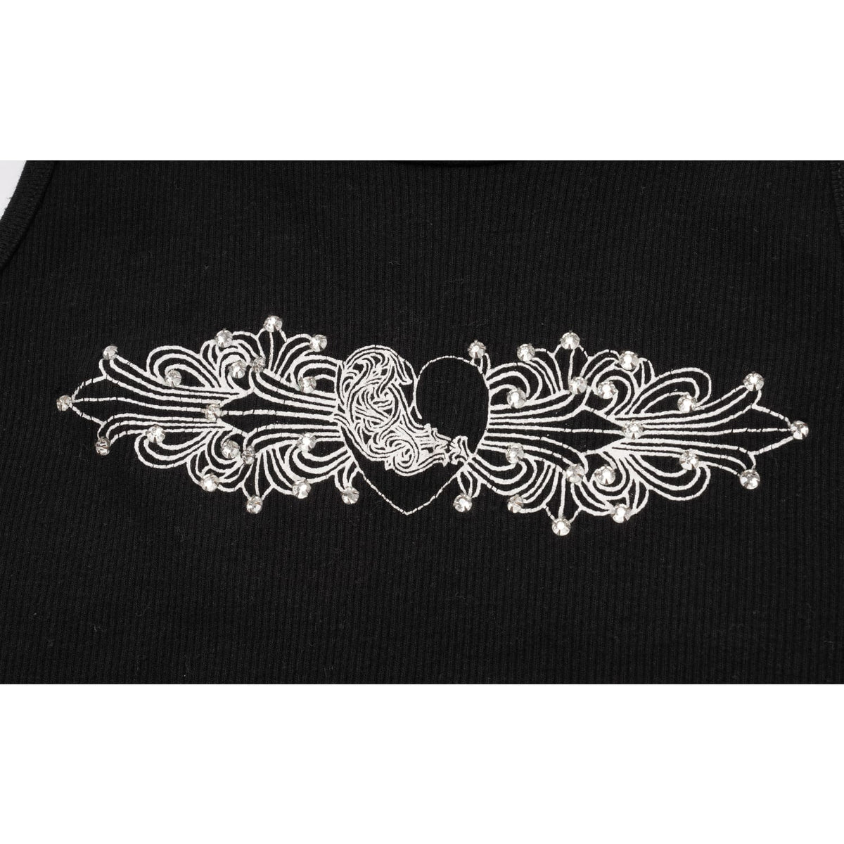 Chrome Hearts Vintage Women's 'Black' Studded Floral Heart Tank Top