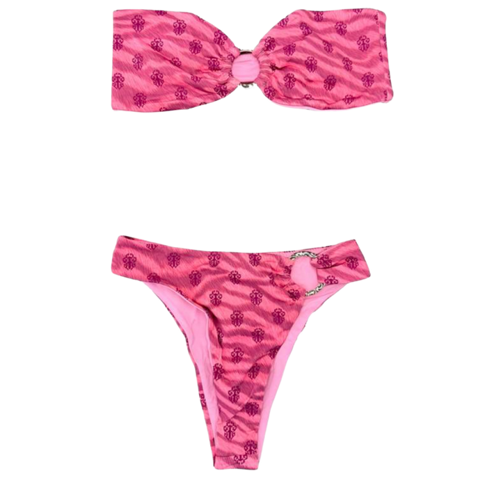 Chrome Hearts Dipped in Blue 'Pink' Tiger Bikini Shirt Set