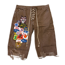 SeCND SLF 'Brown' Patchwork Denim Shorts