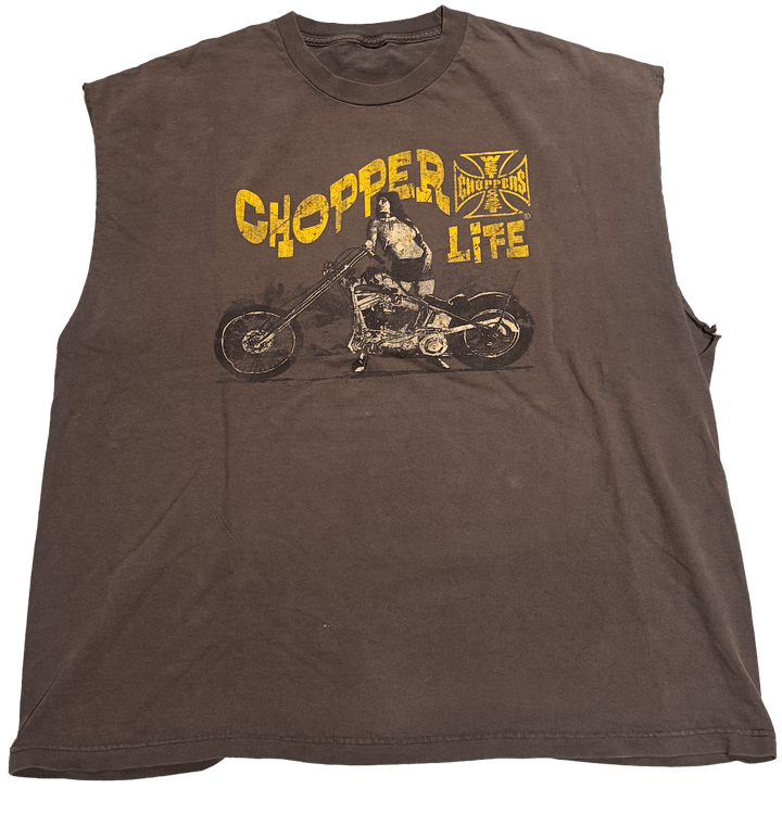 West Coast Choppers  'Chopper Life' Vintage Cut Off Brown Tee