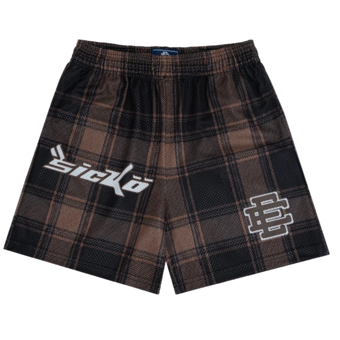 Eric Emanuel x Sicko 'Brown' Plaid Shorts