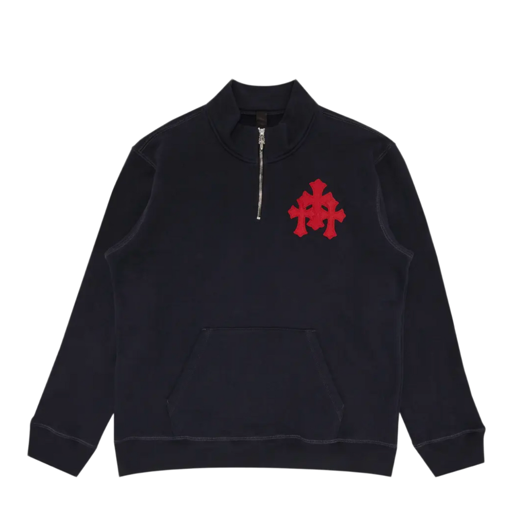 Chrome Hearts 'Triple Red Cross Paper Jam' Navy Quarter Zip