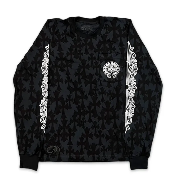 Chrome Hearts 'Monogram Cemetery' Floral Black Longsleeve Tee