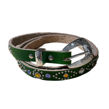 Studded 'Green & Gems' Thin Leather Belt