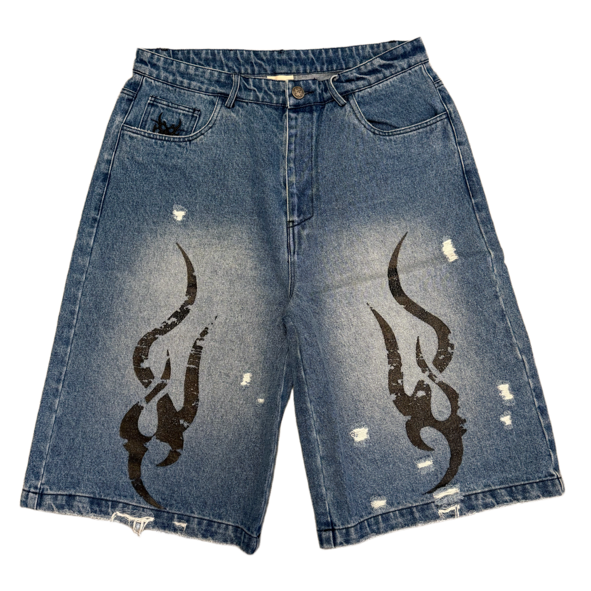 Chew Forever 'Blue Tribal Print' Denim Shorts