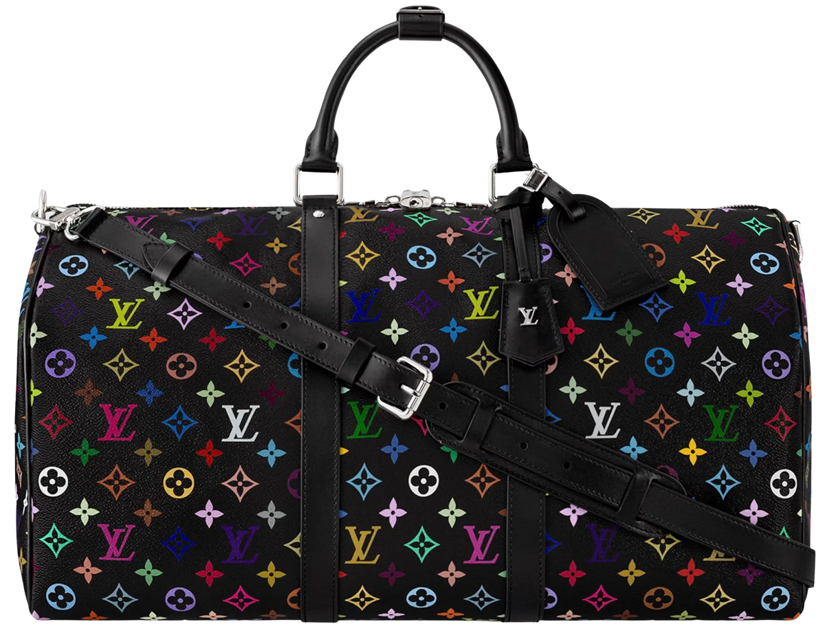 Louis Vuitton x Takashi Murakami 'Rainbow Monogram' Black 50 Keepall Duffle