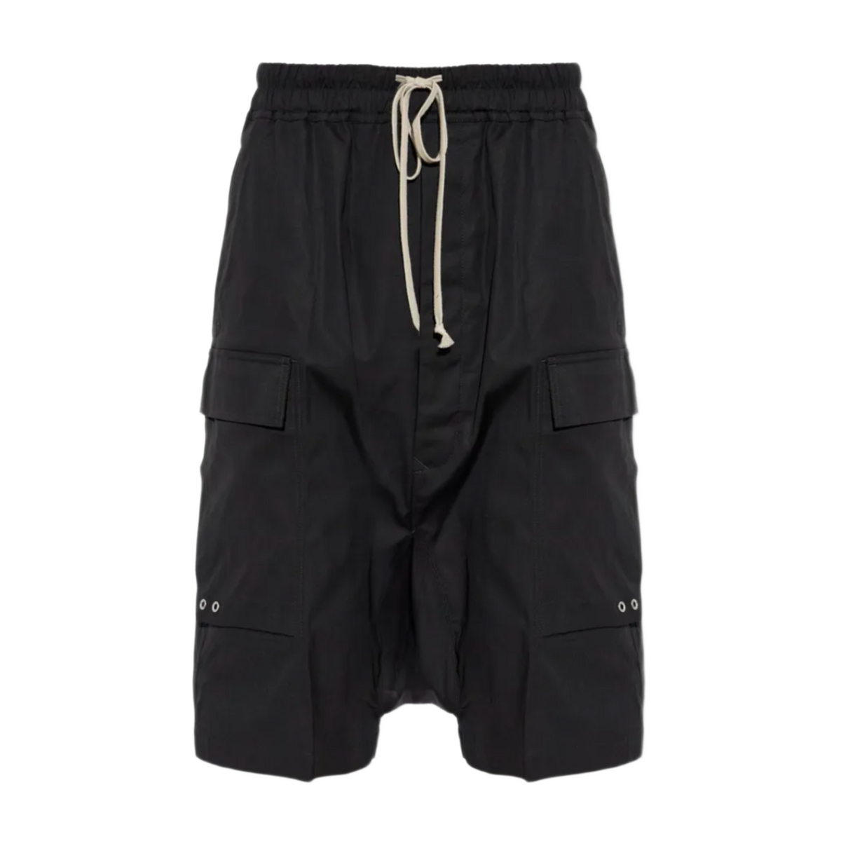 Rick Owens 'Black' Drop Crotch Drawstring Cargo Shorts