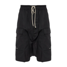 Rick Owens 'Black' Drop Crotch Drawstring Cargo Shorts