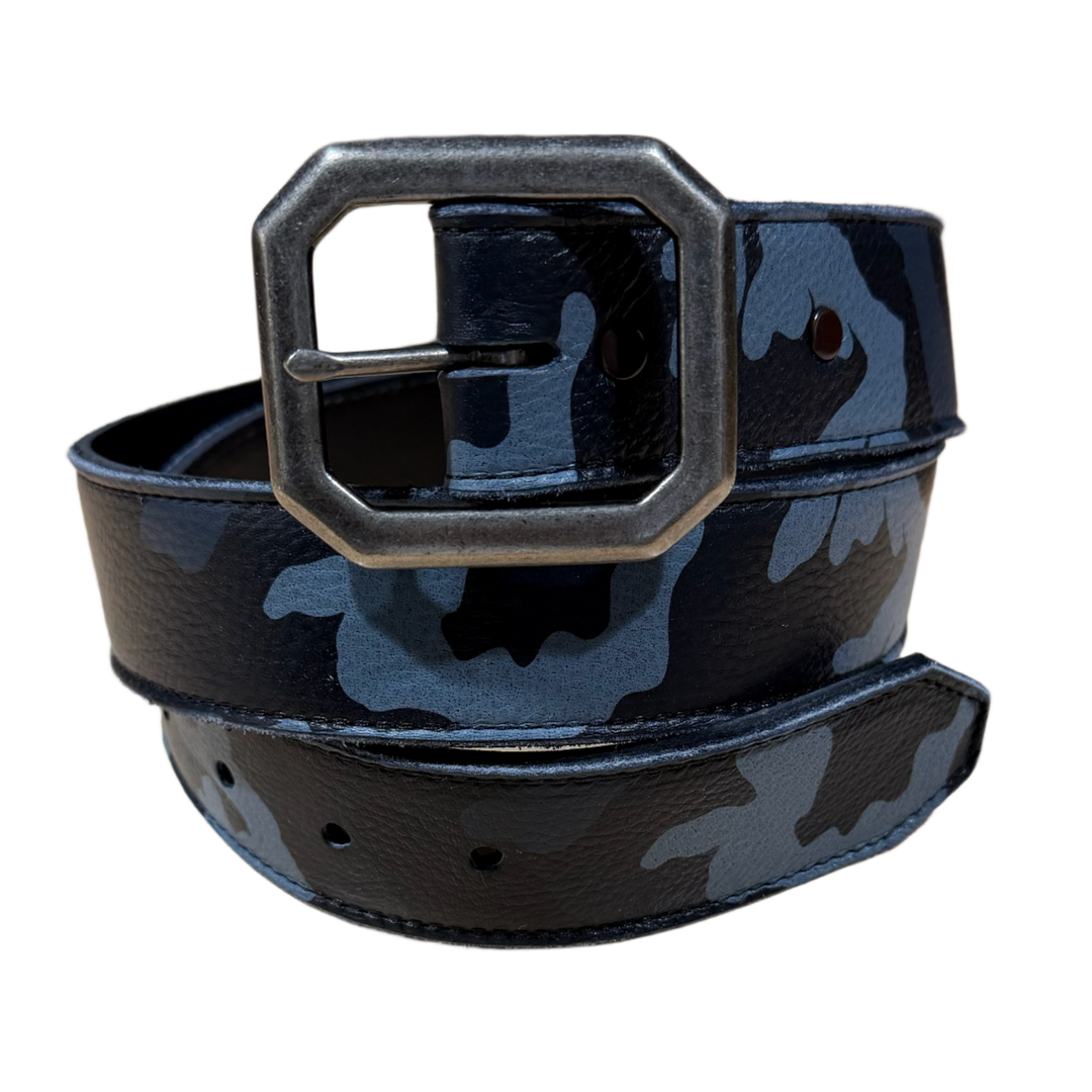 Vintage 'Blue Camo' Leather Belt