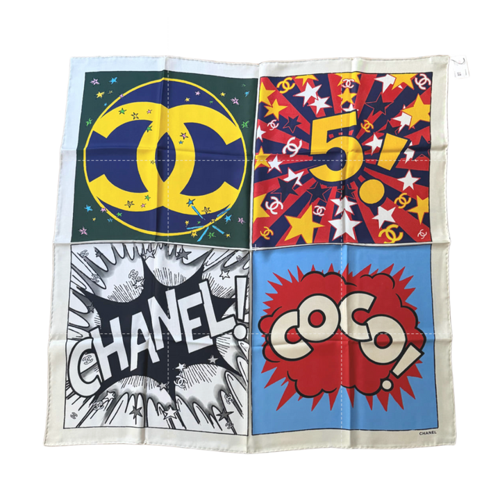 Chanel 26A Pop Art Silk Square Scarf