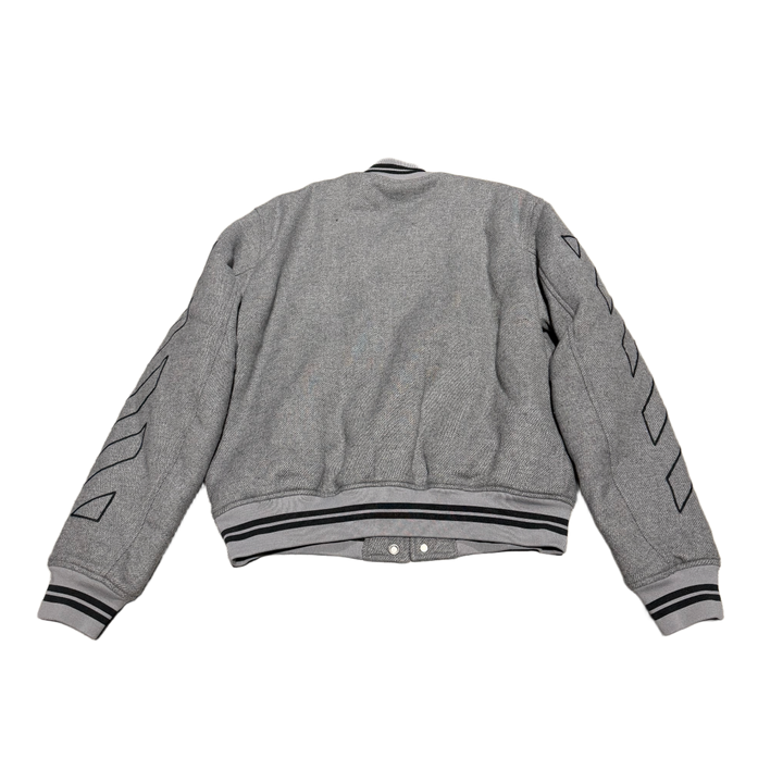 OFF-WHITE Diag Outline Wool Varsity Jacket Grey