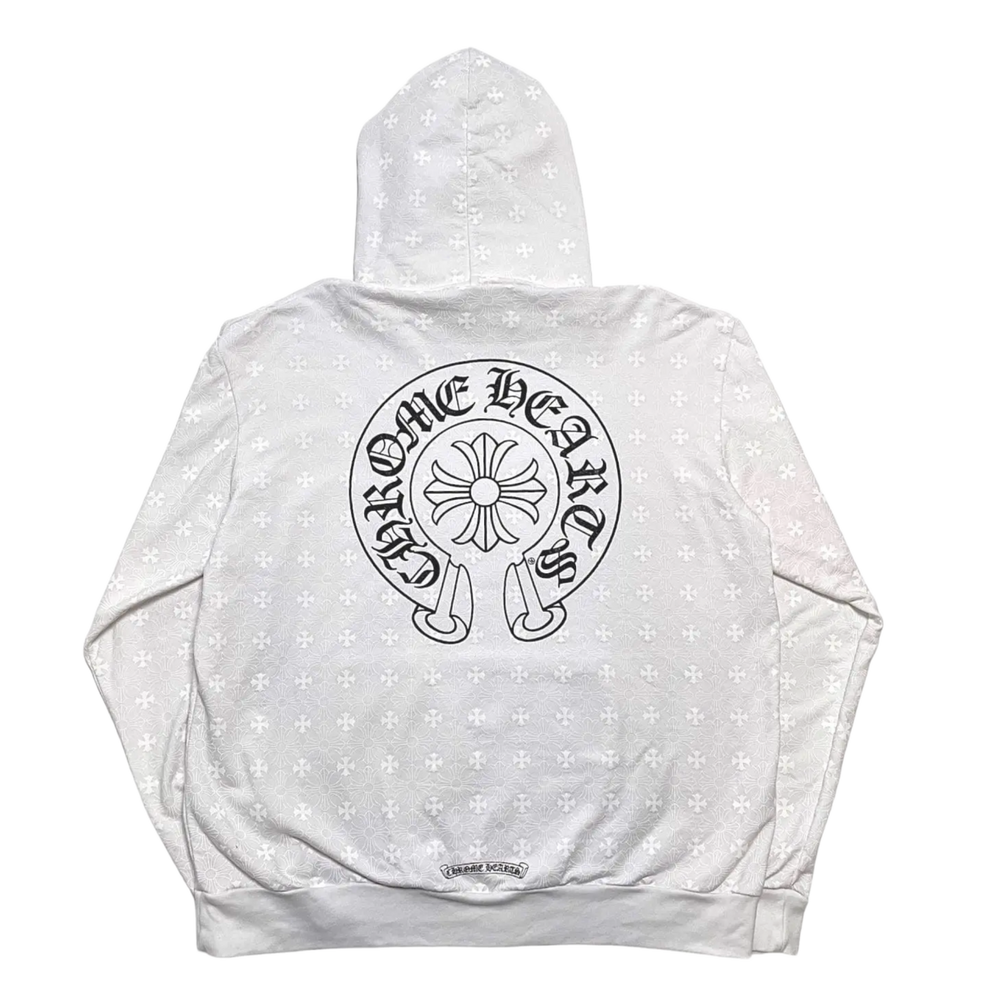 Chrome Hearts 'White Monogram' Vertical Horseshoe Logo Hoodie