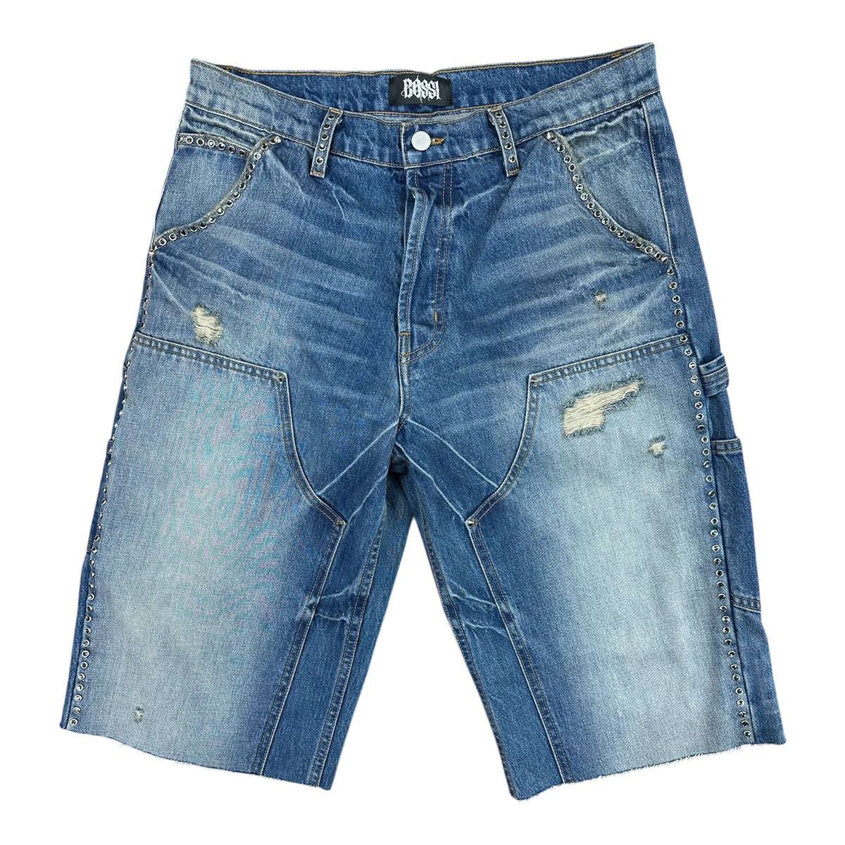Bossi Blue Wash Studded Carpenter Shorts