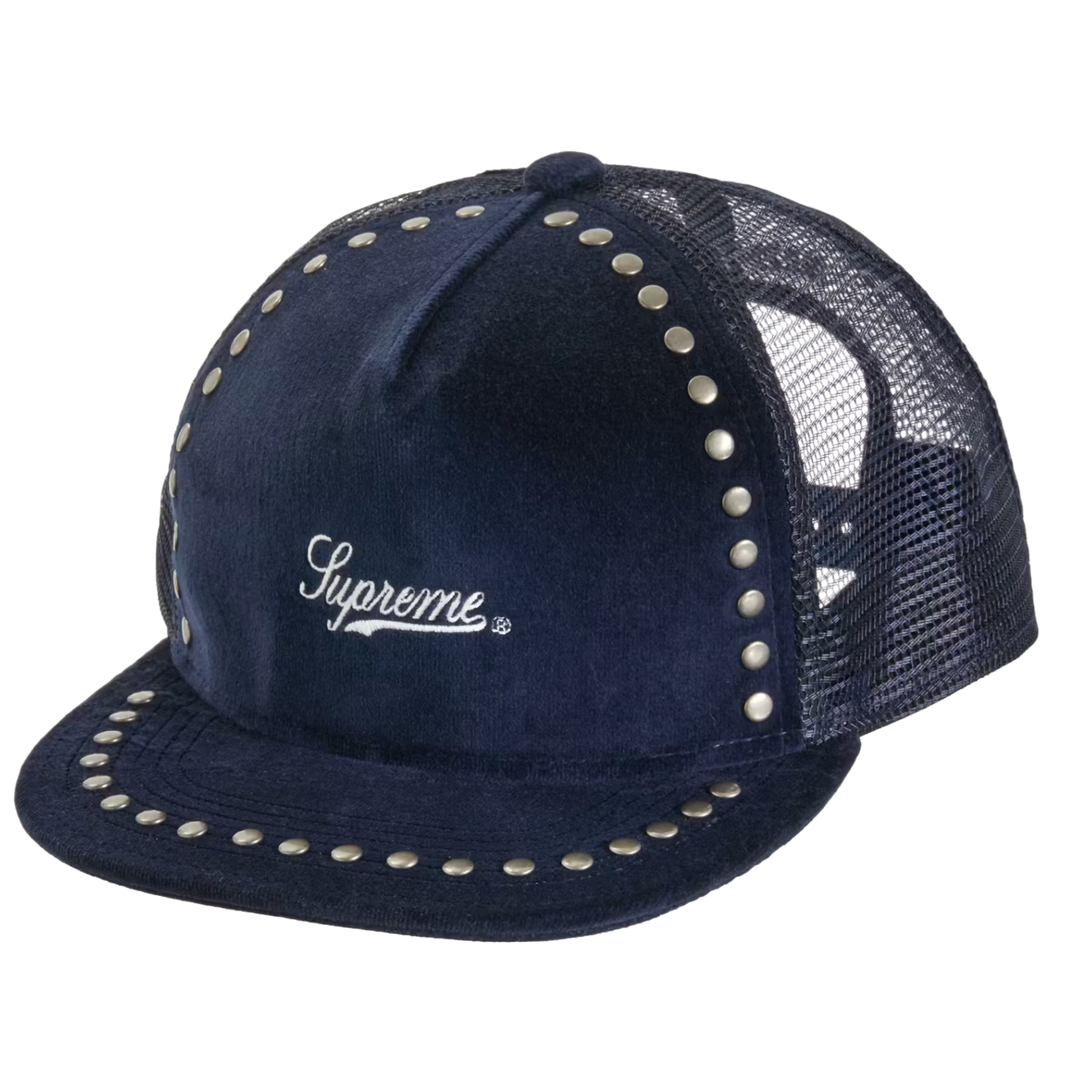 Supreme 'Navy' Studded Velvet Mesh Back 5-Pannel