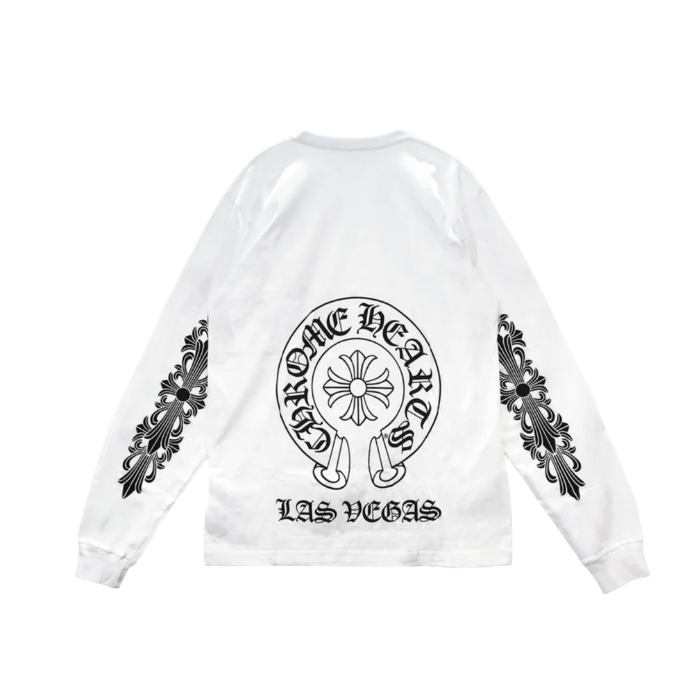 Chrome Hearts 'Las Vegas' HorseShoe Floral Longsleeve T-Shirt White