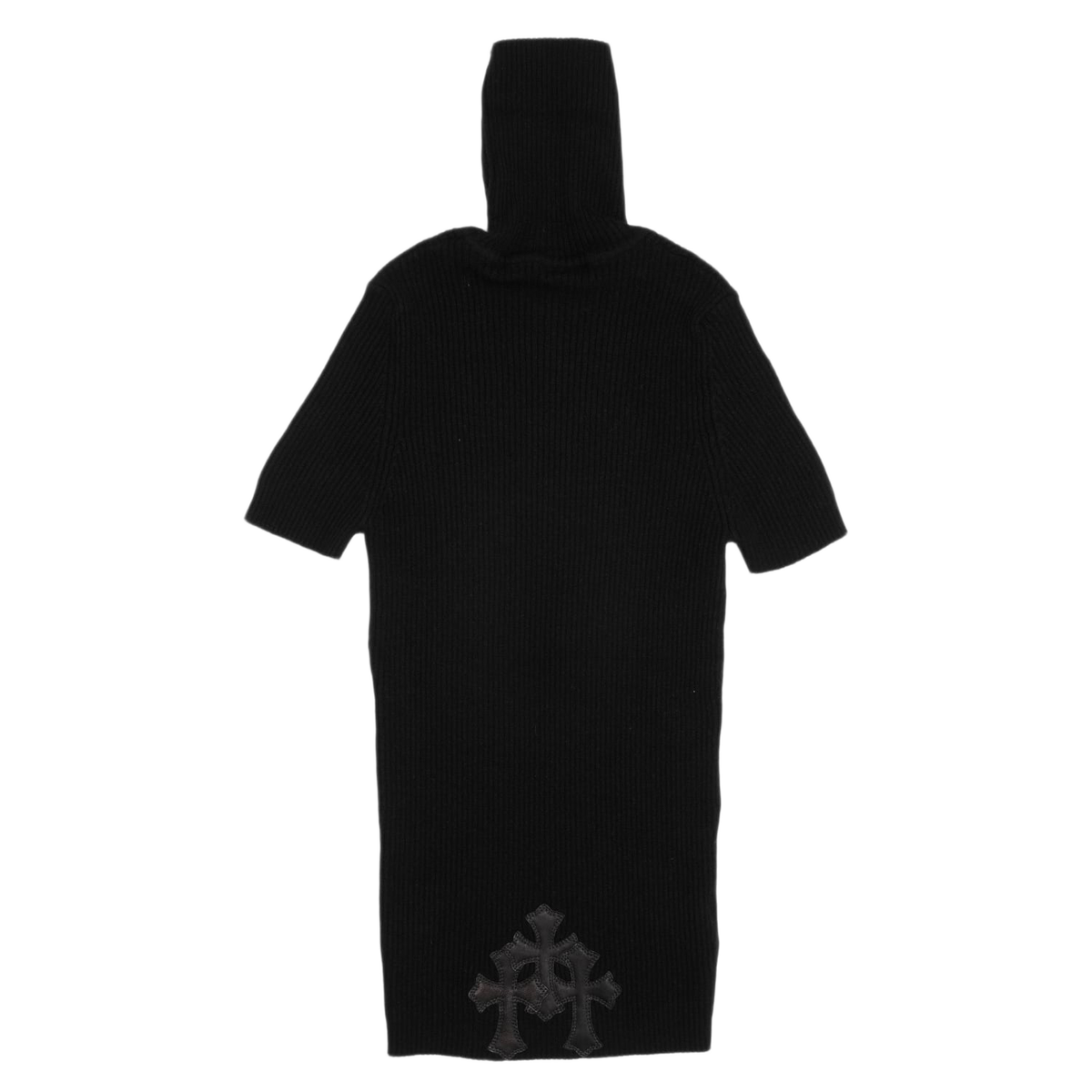 Chrome Hearts Women's 'Black' Triple Cross Patch Cashmere Short Sleeve Turtleneck 