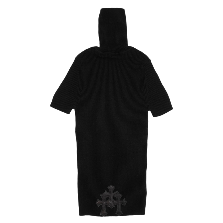 Chrome Hearts Women's 'Black' Triple Cross Patch Cashmere Short Sleeve Turtleneck 