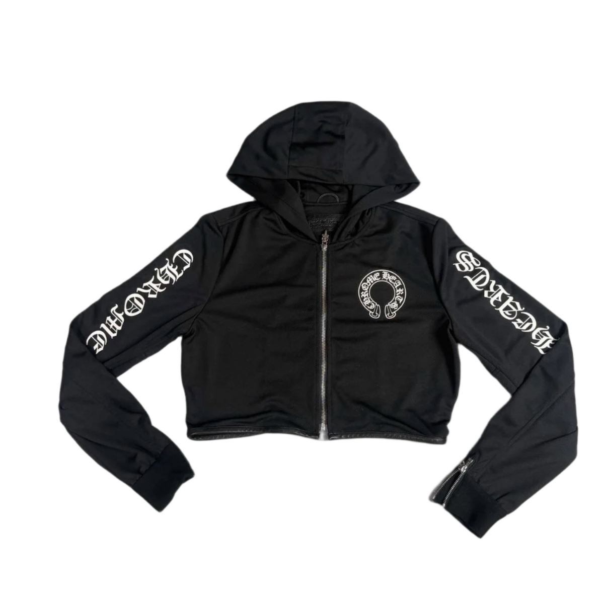 Chrome Hearts 'Black' Horseshoe Cropped Mesh Zip Up Hoodie