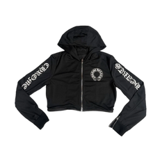 Chrome Hearts 'Black' Horseshoe Cropped Mesh Zip Up Hoodie