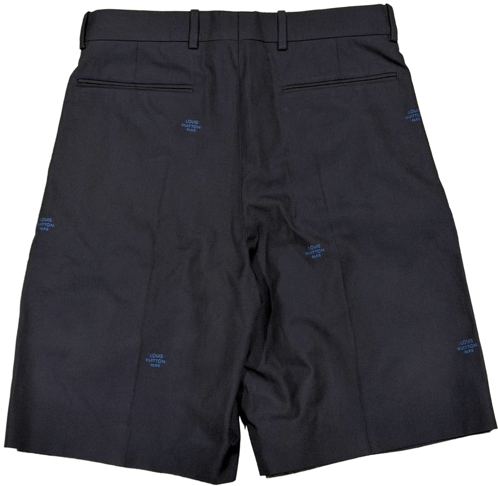 Louis Vuitton 'Navy' Damier Pleated Tailored Shorts