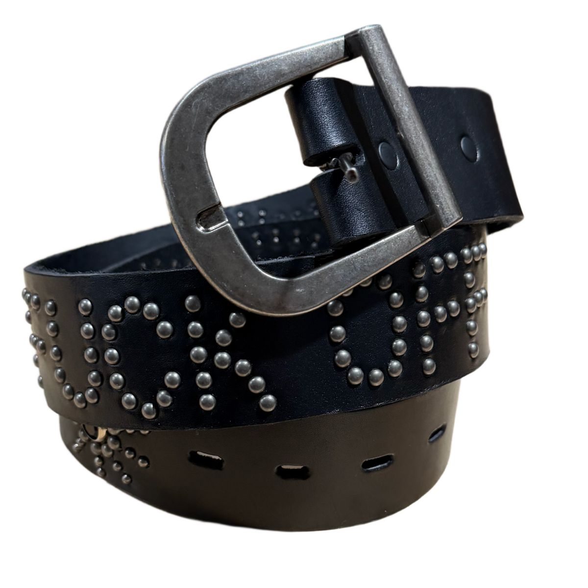 Studded 'Fuck Off' Black Snake Belt