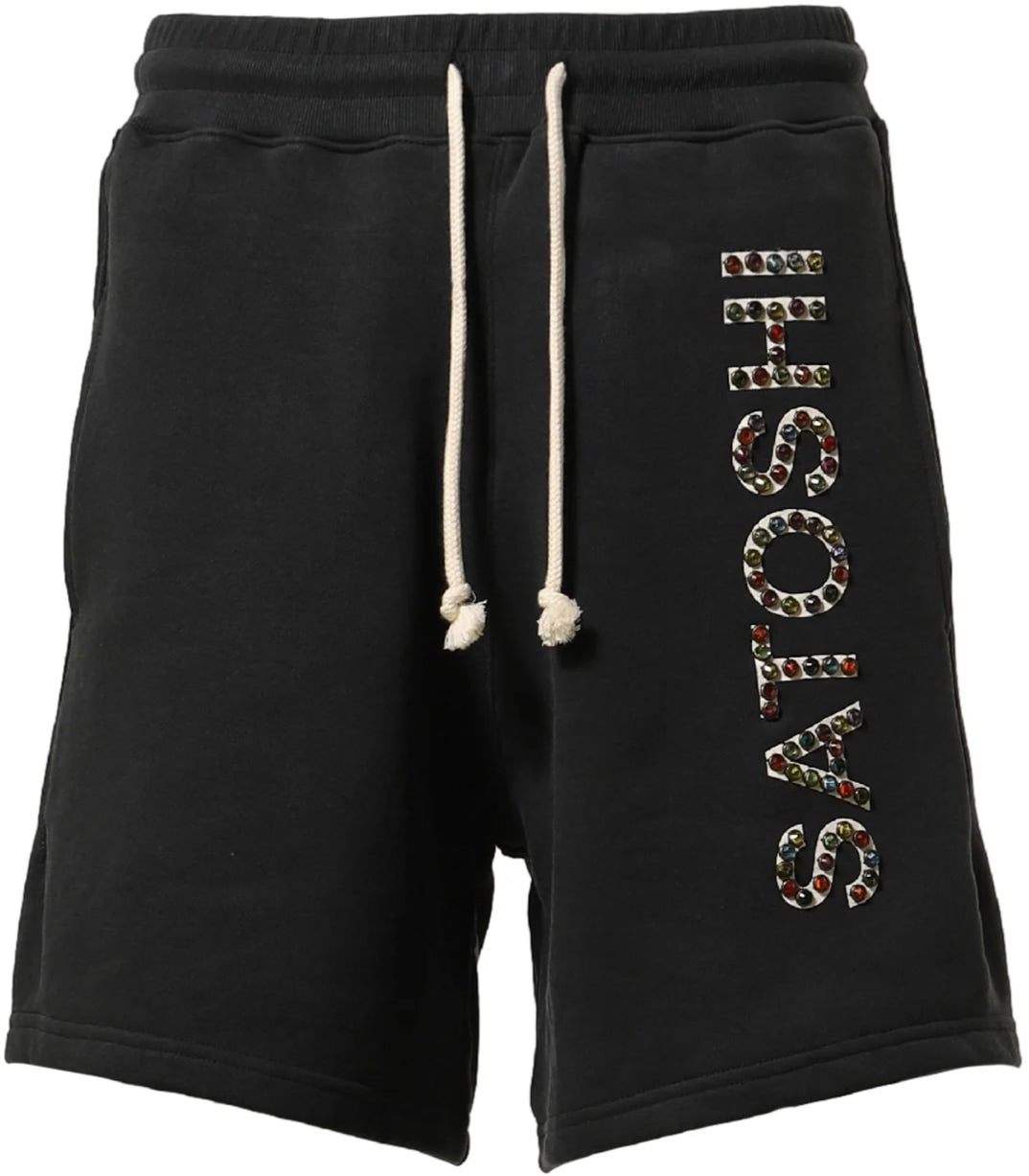 Satoshi Nakamoto 'Studded Logo' Black Shorts