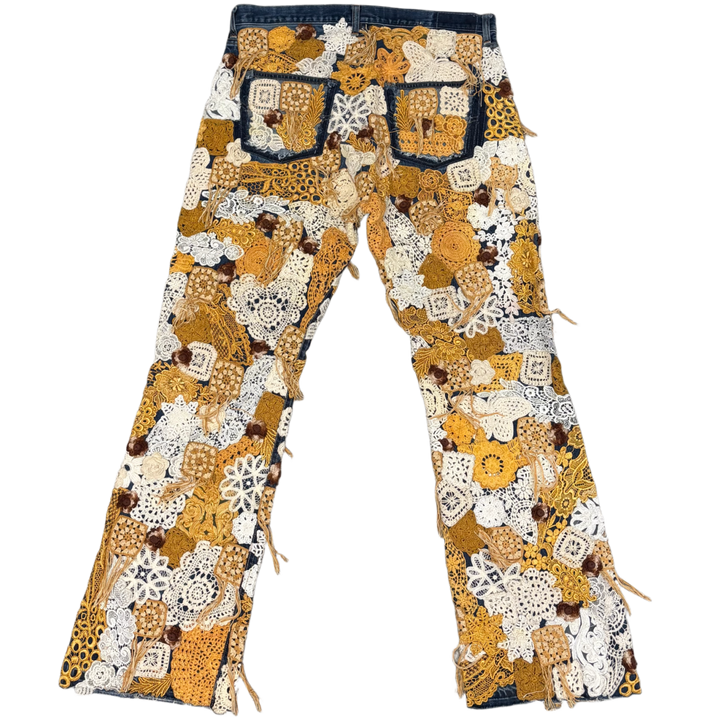 Earthling VIP "Poetic Lust" Crochet Lace Multicolor Jeans
