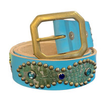 Studded 'Turquoise Scale Blue Gem Sun' Blue Belt