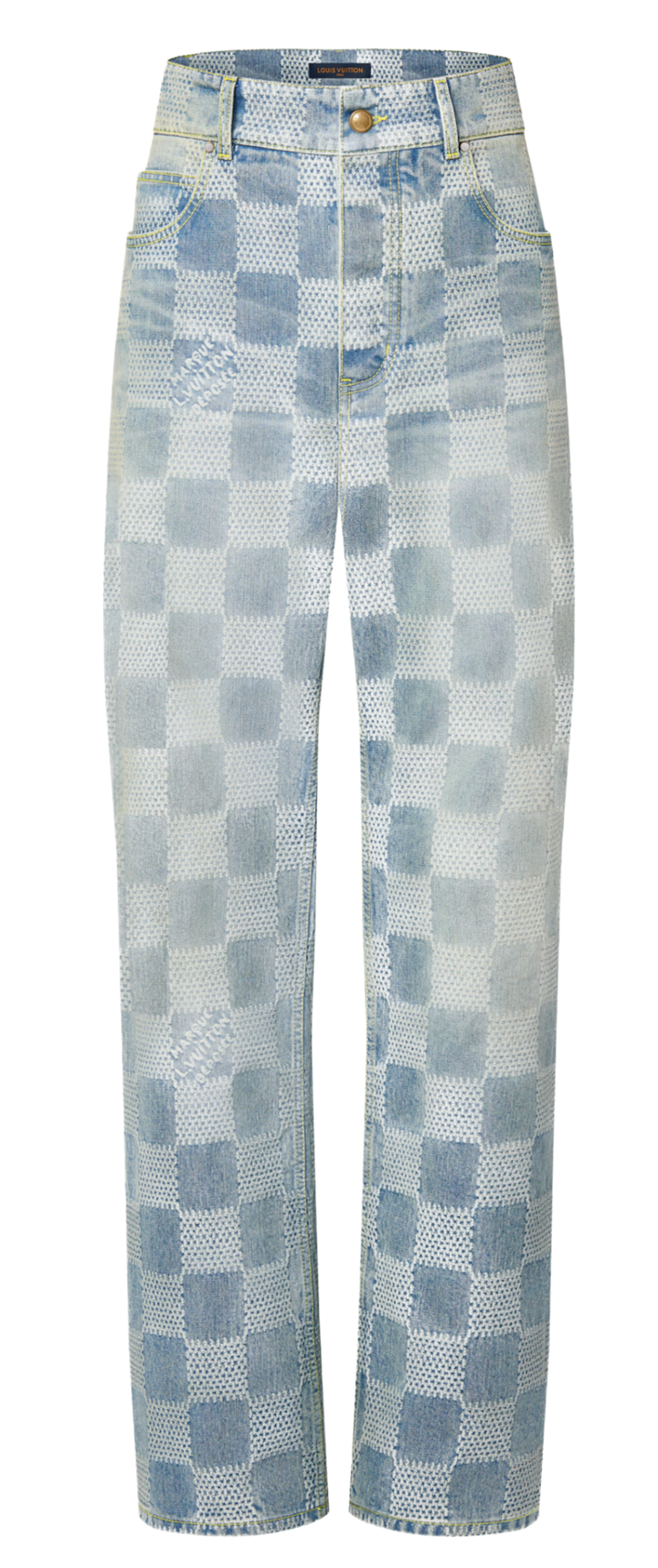 Louis Vuitton 'Damier' Light Wash Denim Skate Pants