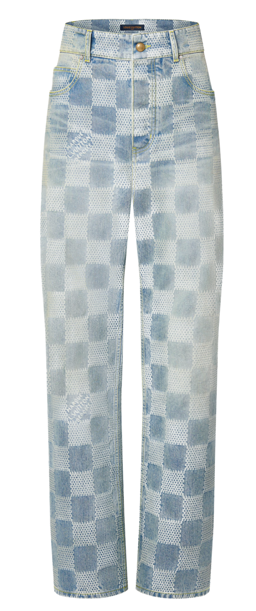 Louis Vuitton 'Damier' Light Wash Denim Skate Pants