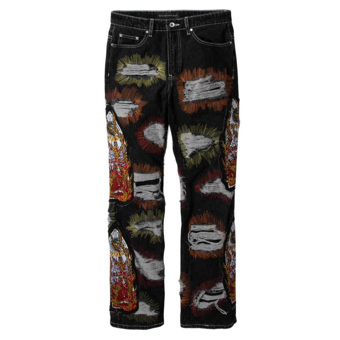 Who Decides War 'Black' All Over Embroidered Jeans