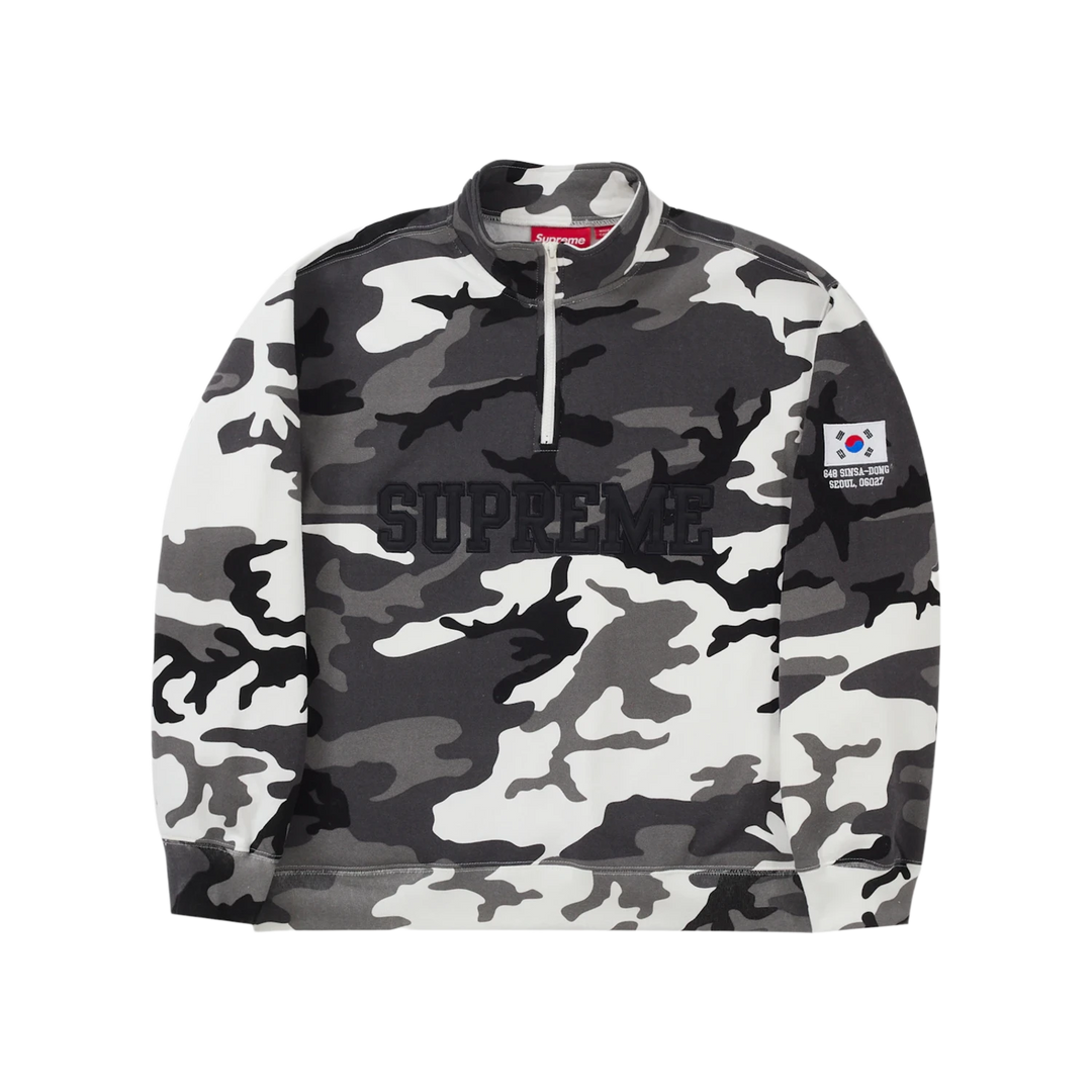 Supreme Seoul Shop Flag Half Zip Snow Camo