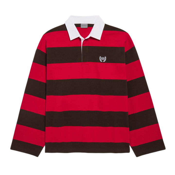 Balenciaga 'Red' Embroidered Logo Longsleeve Polo