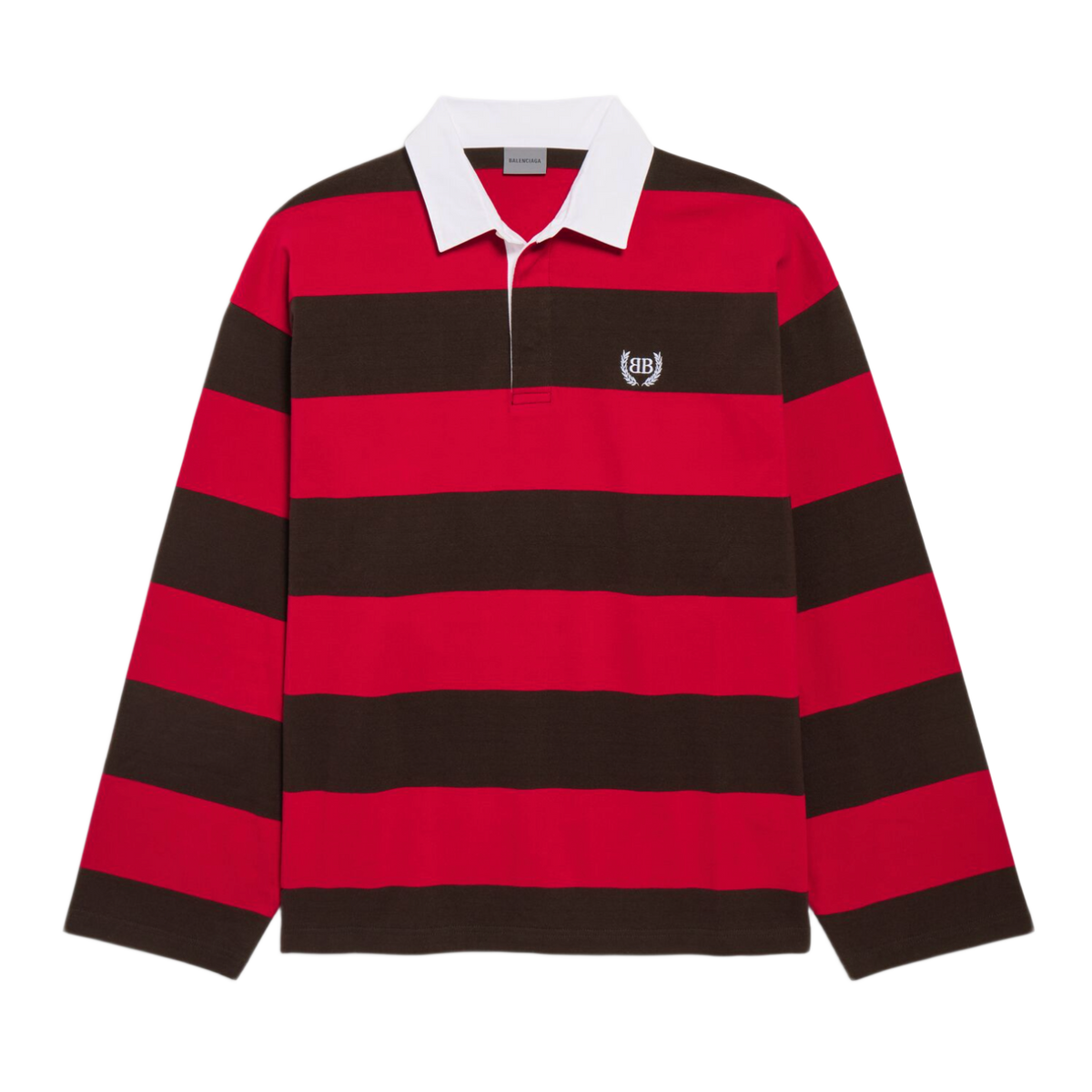 Balenciaga 'Red' Embroidered Logo Longsleeve Polo