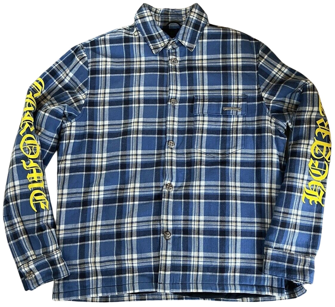 Chrome Hearts 'Yellow Logo' Blue Plaid Flannel Jacket
