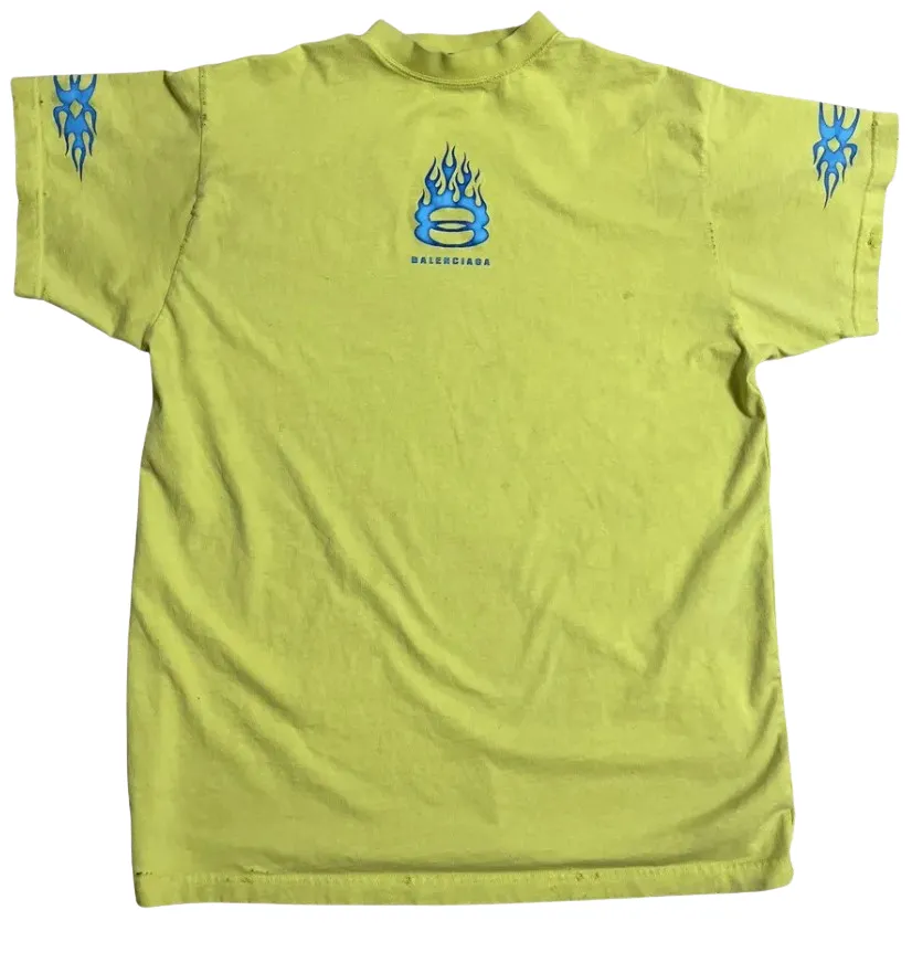 Balenciaga 'Burning Unity' Yellow/Blue Destroyed Tee