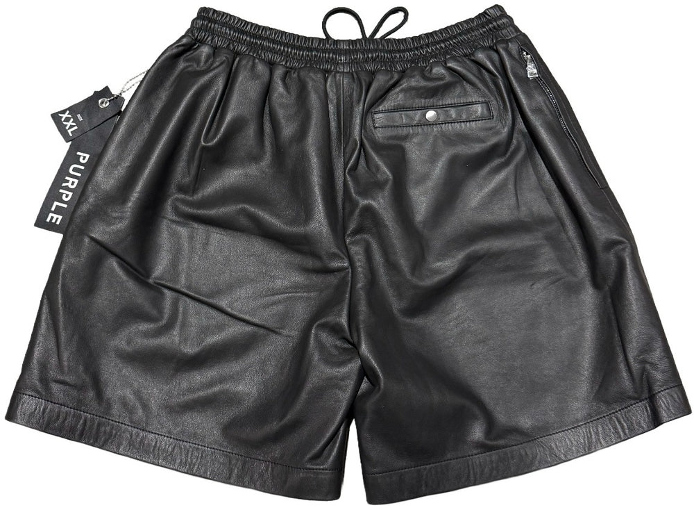Purple Brand 'Black' Leather Shorts