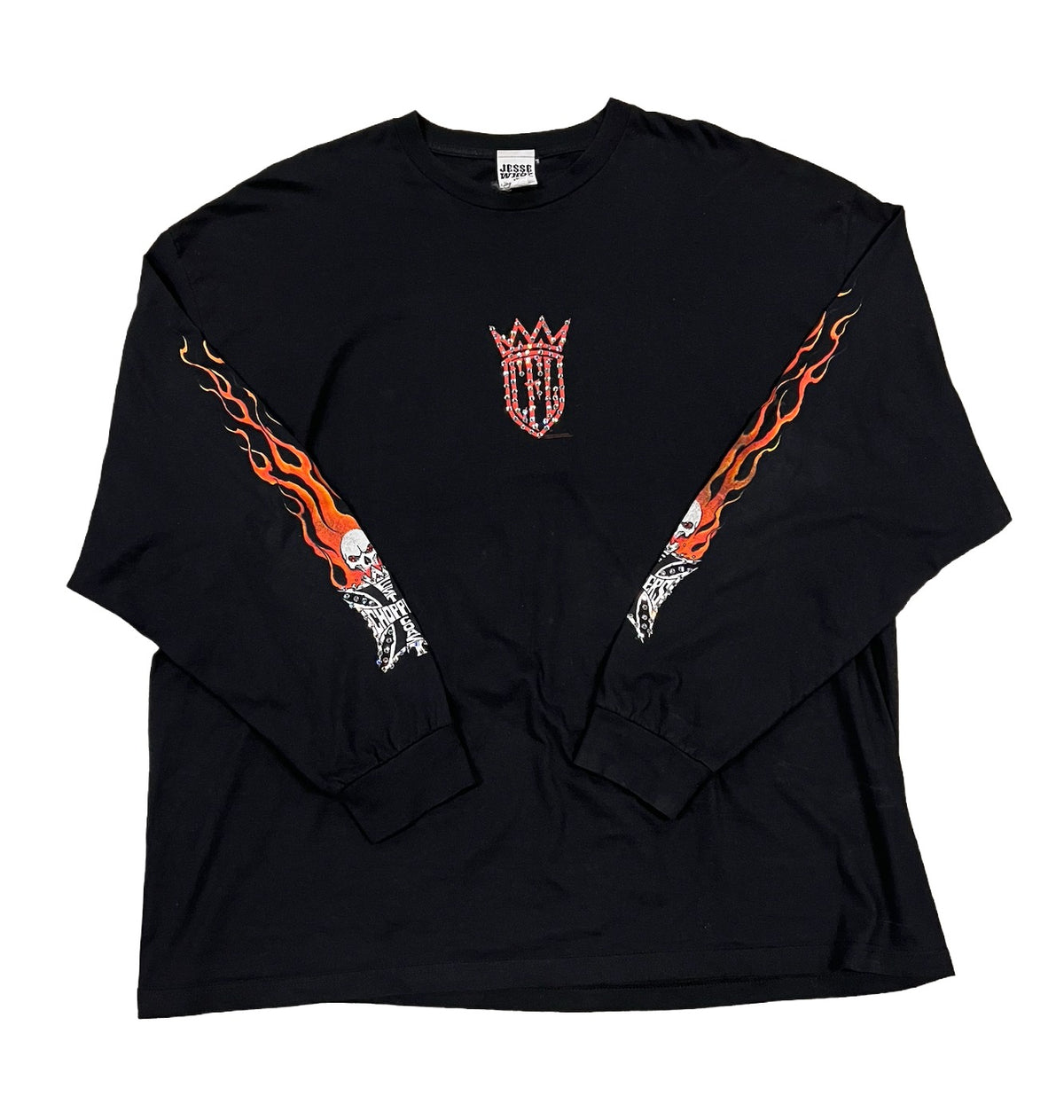 West Coast Choppers 'Flaming Skull' Rhinestone Vintage Longsleeve
