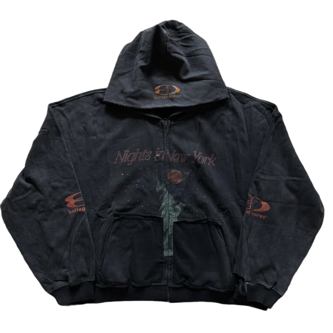 Bottega Desires 'Black' Nights in New York Zip Up Hoodie
