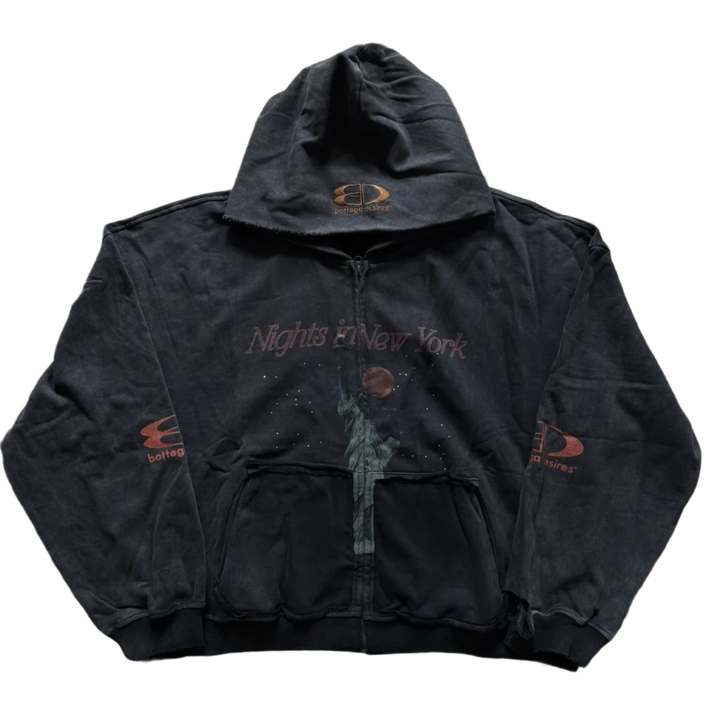 Bottega Desires 'Black' Nights in New York Zip Up Hoodie