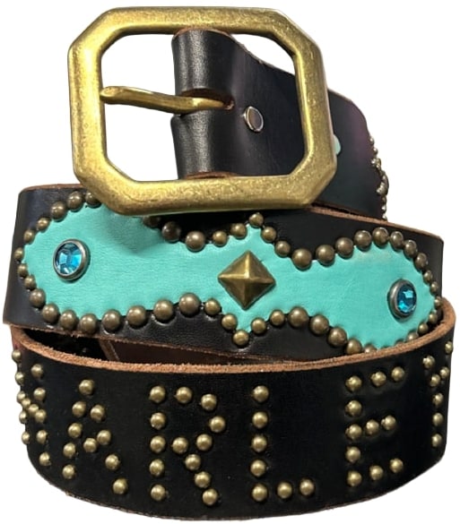 Studded 'Turquoise Leather' Harley Davidson Belt