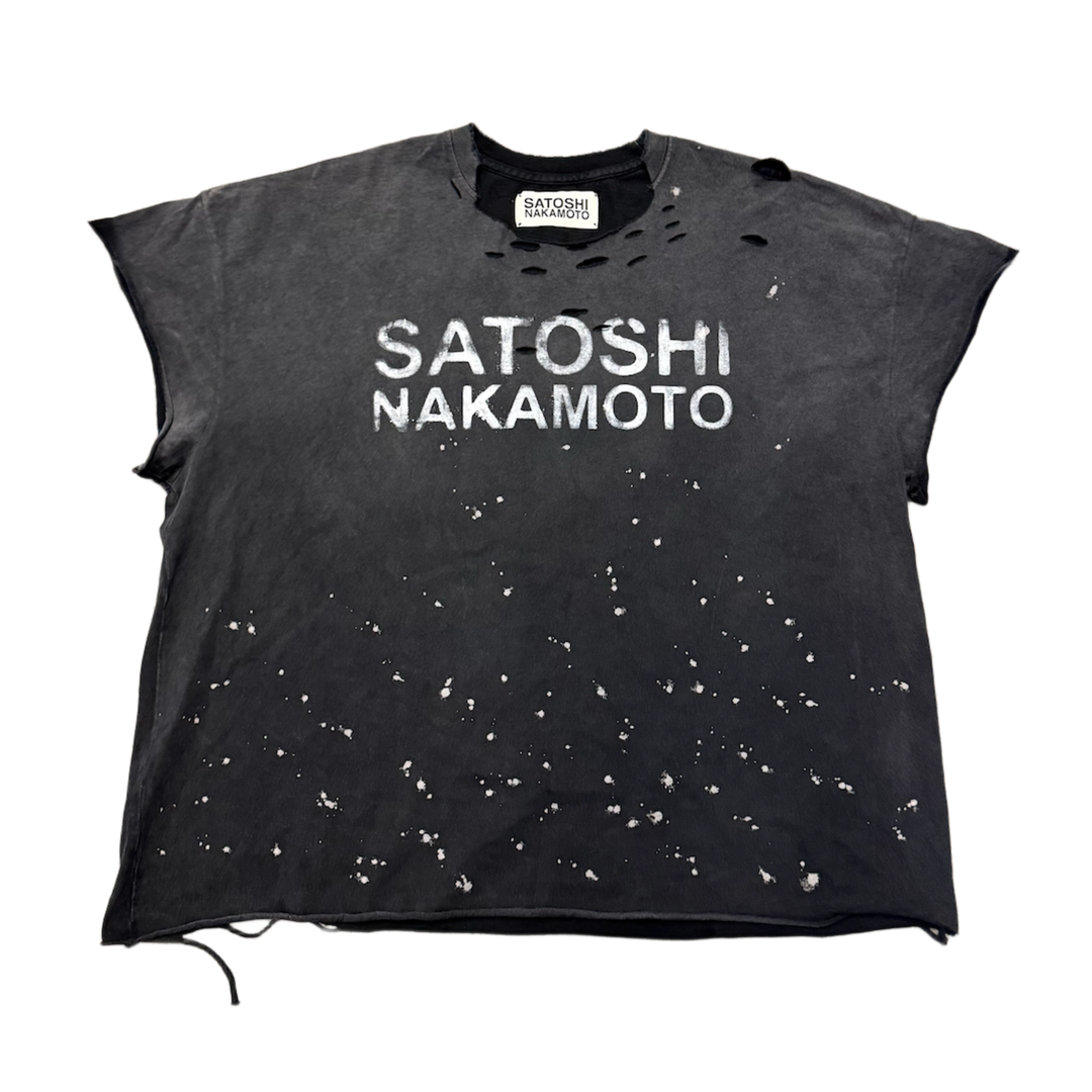 Satoshi Nakamoto 'Destroyed Luke' Cutoff Black Tee