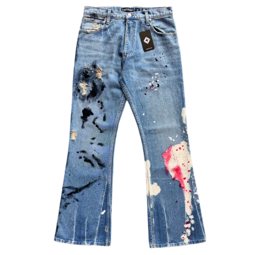 Earthling VIP 'Blue' Paint Splatter Jeans
