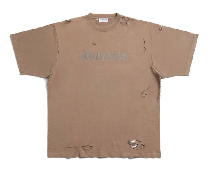 Balenciaga 'Boxy' Destroyed Brown Tee