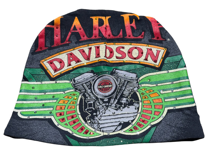 Vintage 'Harley Davidson' Rhinestone Beanie