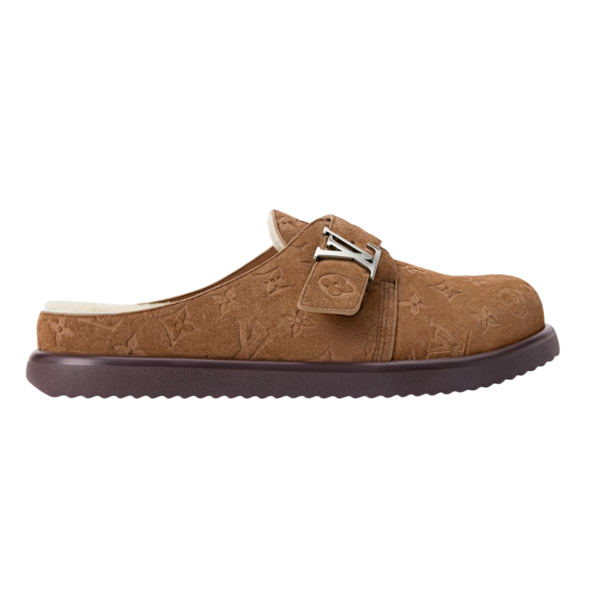 Louis Vuitton 'Khaki' Shearling Lined Mule