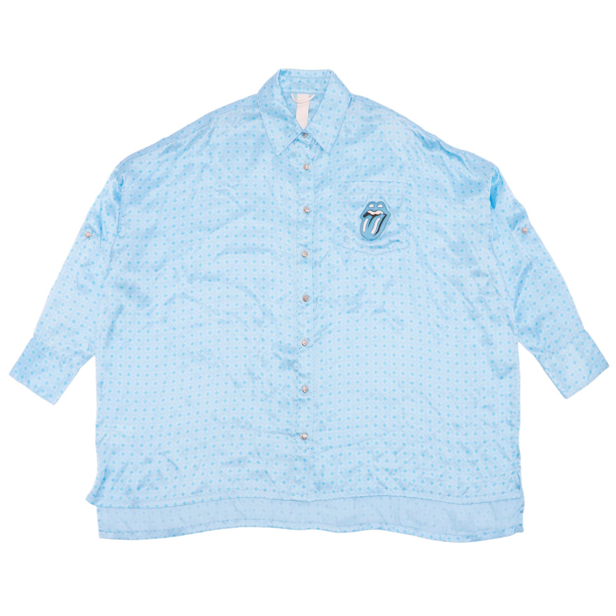 Chrome Hearts Rolling Stones Blue 'Silk' Button Up Shirt