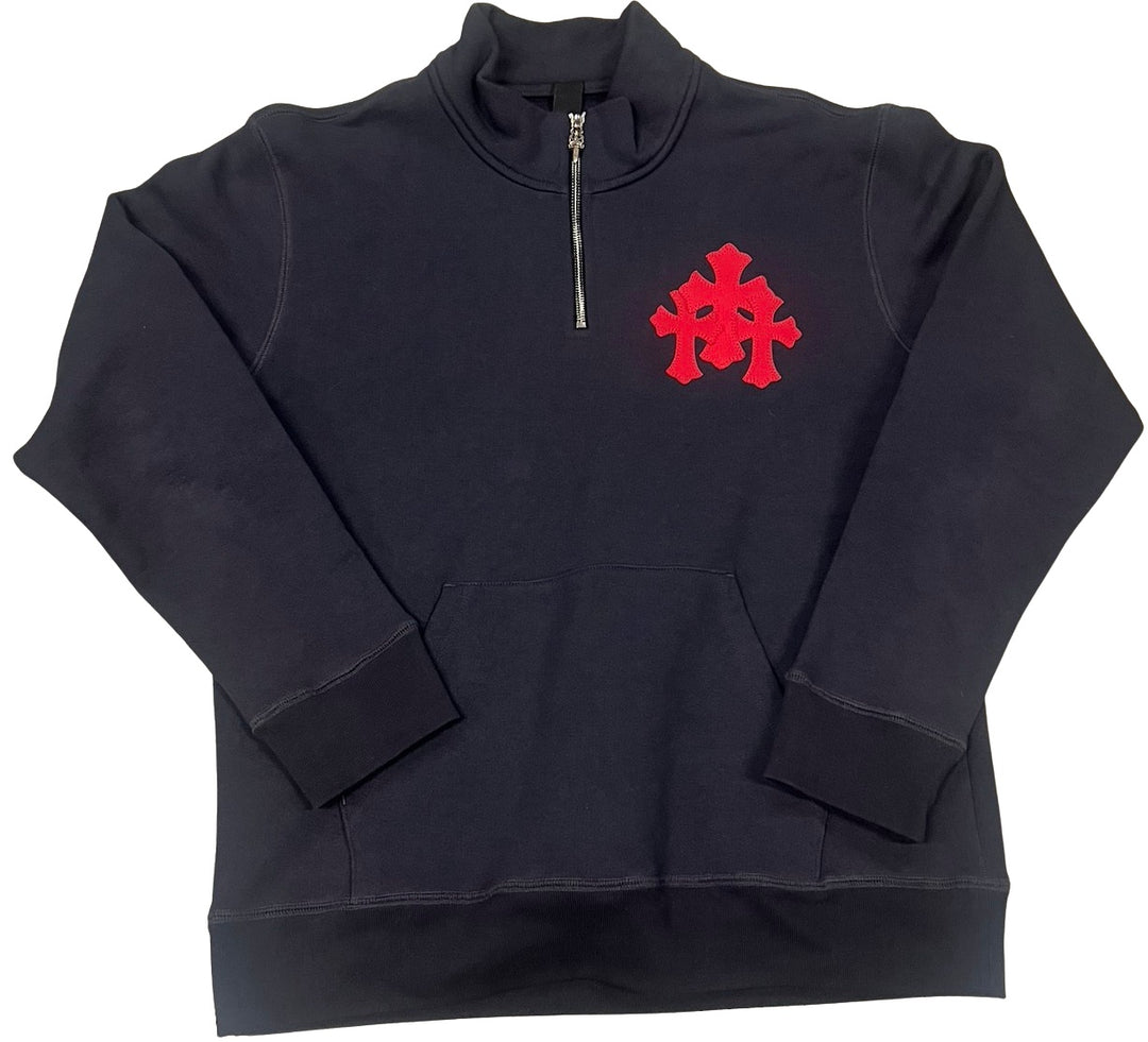 Chrome Hearts 'Triple Red Cross' Navy Quarter Zip